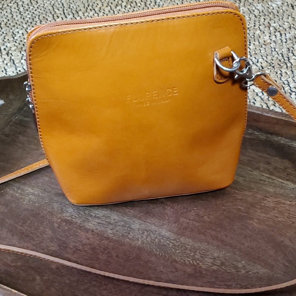 Leather Crossbody Bag - Warm Orange